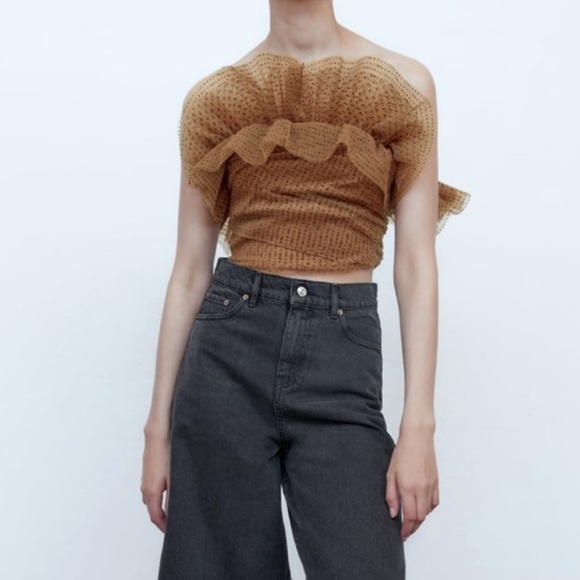 Zara Tulle Strapless Crop Top - Picture 4 of 7
